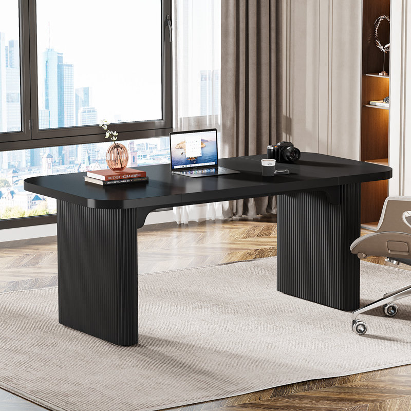 63-Inch Office Desk, Modern Executive Desk, Black