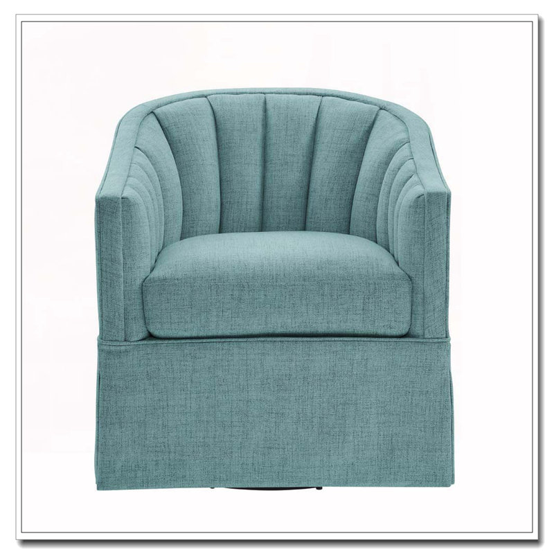 Fauteuil d'appoint pivotant à jupe, Bleu clair