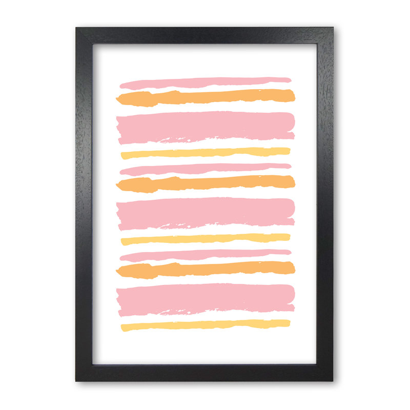 Pink Contrast Abstract Stripes - Print, 42 cm H x 30 cm W x 5 cm D, Black Grain Frame
