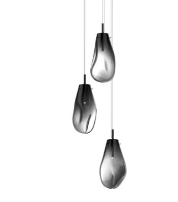 Liquid 3 - Light LED Pendant, 10.75" H x 14" W x 14" D, Smoke Fade