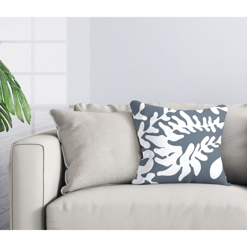 Garrison Outdoor Reversible Throw Pillow, Steel Grey, 15H" x 15W"