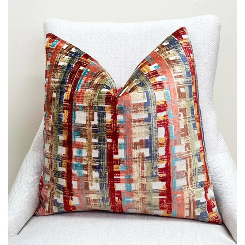 Housse de coussin en velours à carreaux Sienna, H 22 po x l 22 po