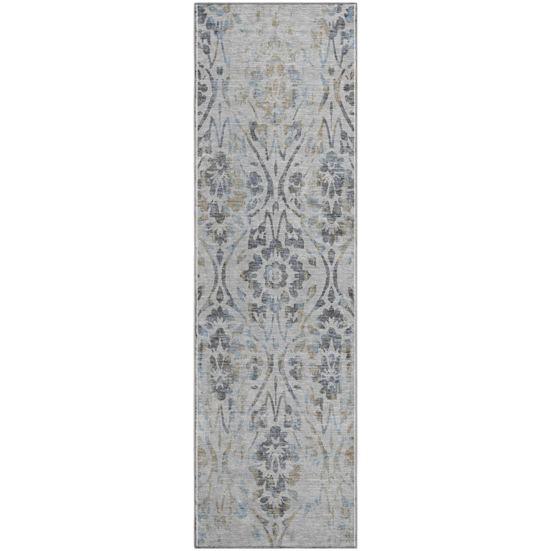 Premium Machine Washable Prisco Gray Rug, Runner 2'3" x 7'6"