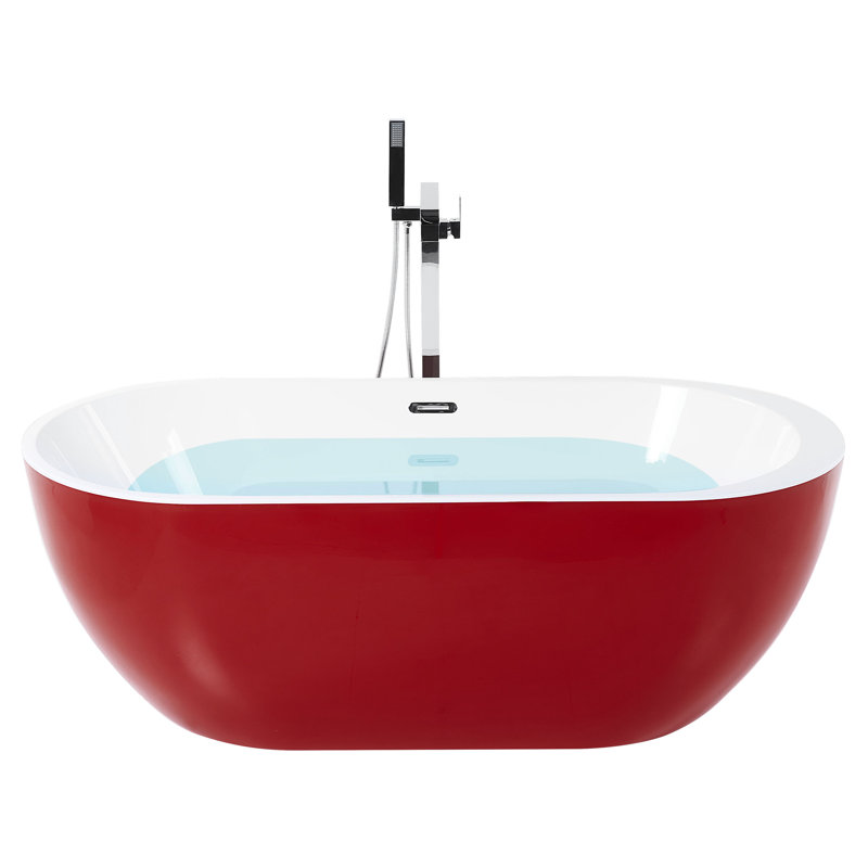 Potvin x Freestanding Standard Acrylic Bathtub, Red, 580cm H x 1600cm L x 750cm W