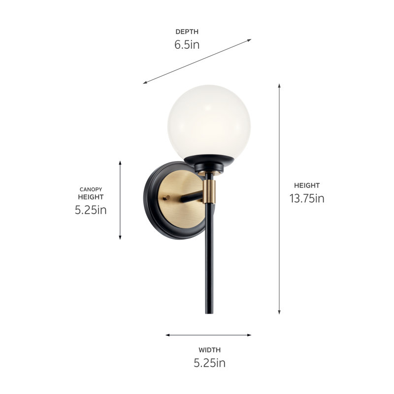 Tomasita Steel Armed Sconce, Black/Champagne Bronze