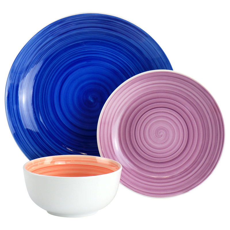 Gibson Home Color Vibes Fine Ceramic 12 Piece Dinnerware Set In Assorted Colors