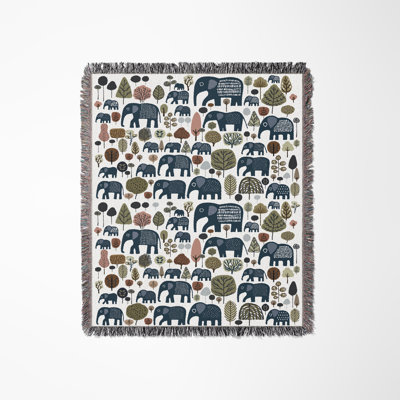 Jeté en mélange de coton Alfie Elephant