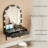 Modern Floating Makeup Vanity With Lighted Arched Mirror, Built-In Outlets & Storage Drawers-115988128