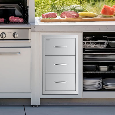Trois tiroirs de cuisine pour l'extérieur pour îlot de cuisine 16,5 po x 29 po x 20,5 po