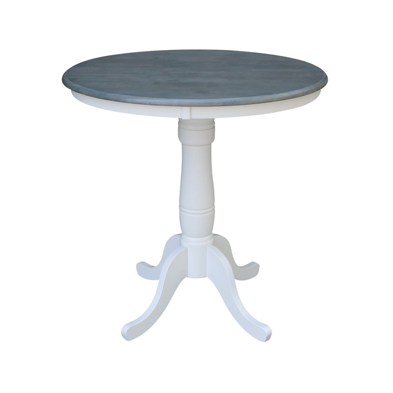 Mosteller Solid Wood Dining Table, 36" H x 36" W x 36" D, White/Heather Gray