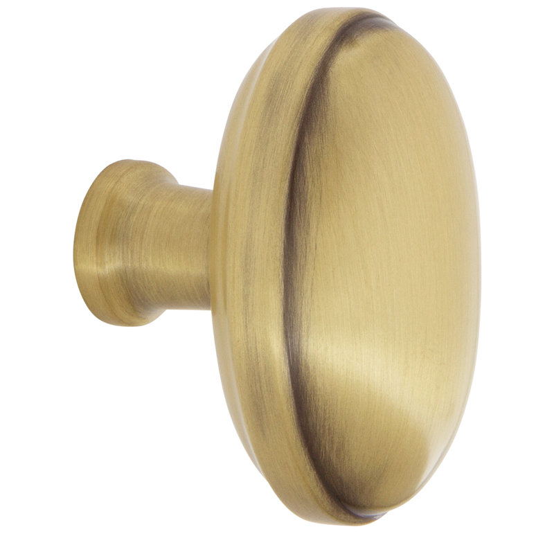 Homestead 1 3/4" Length Oval Knob, Antique Brass