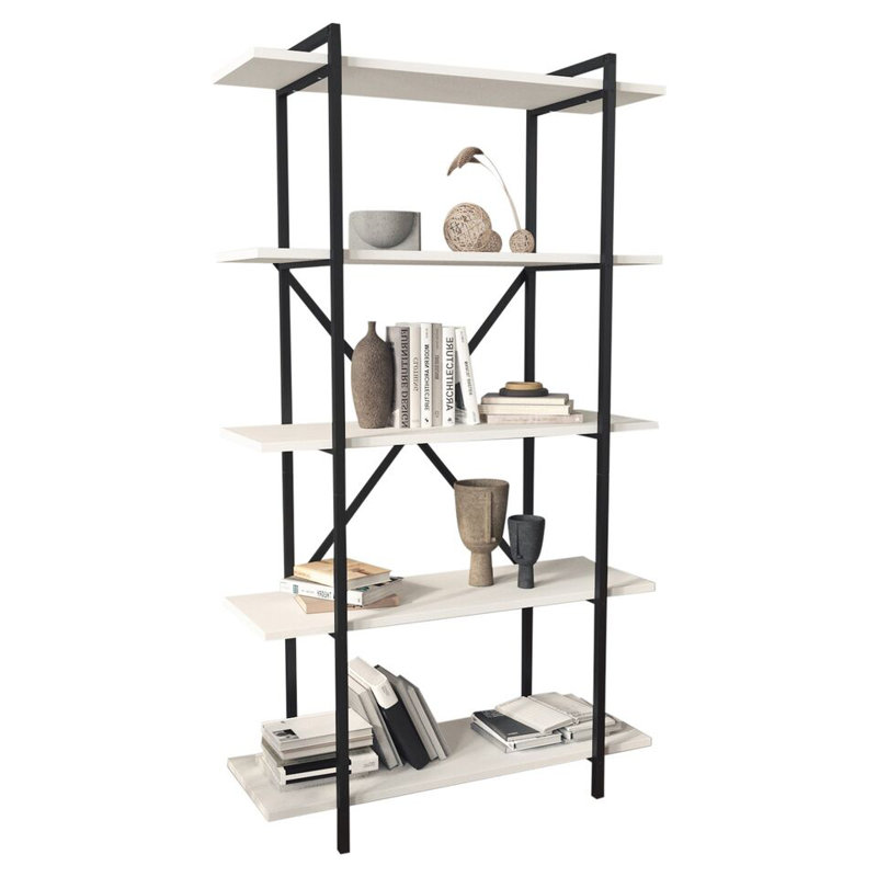 Aicen 159.6cm H x 90cm W Metal Bookcase, White