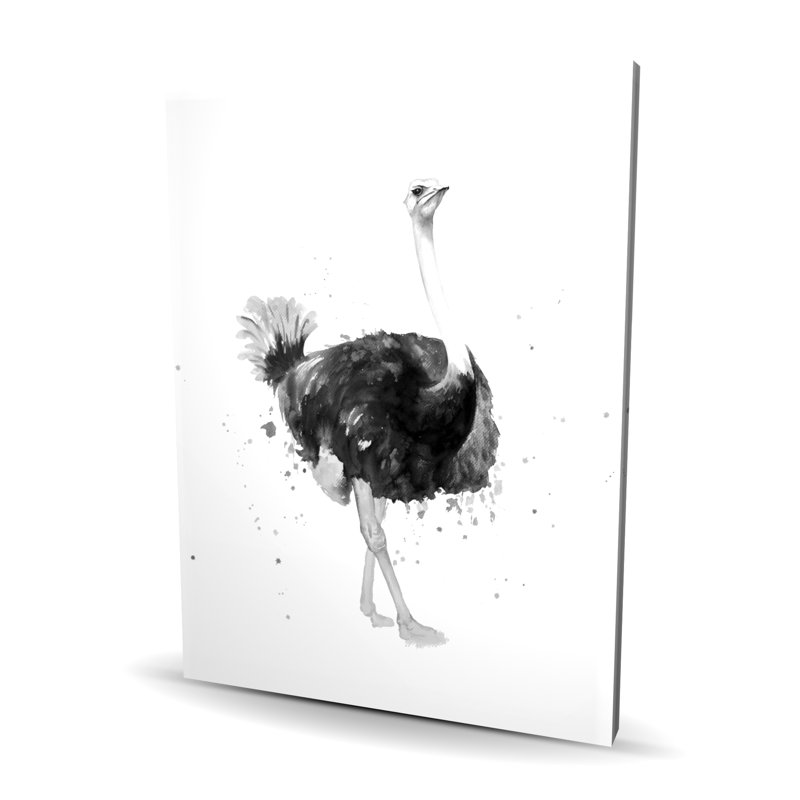 Proud autruche - Toile monochrome oiseau pour la décoration intérieure, H 48 po x l 36 po