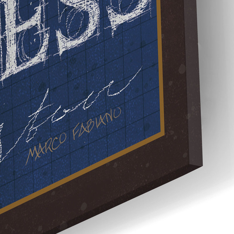 «Coffee Blueprint 1 1ndigo» par Marco Fabiano, art mural en verre acrylique, H 24 po x l 16 po x P 0,2 po
