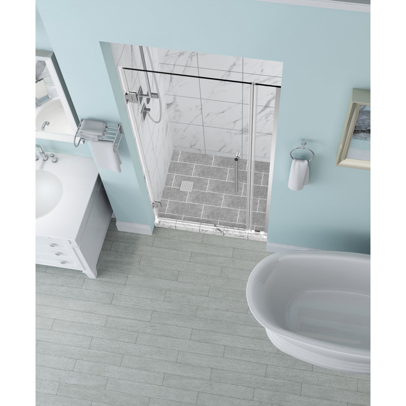 Belmore 27.25 - 28.25 x 72 Hinged Frameless Shower Door, Clear, Chrome