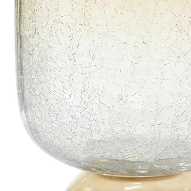 Glass Handmade Turned Style Pillar Hurricane Lamp with Smoked Glass Finish, Bronze