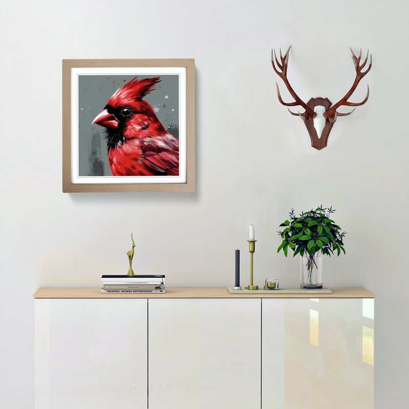 Cardinal Bird Graphic Art - Framed Print
