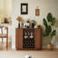 Buffet Modern Wavy Curve avec porte-bouteilles et porte-verres, tablettes réglables pour un rangement et une présentation polyvalents dans les cuisines et les salles à manger-1504904582