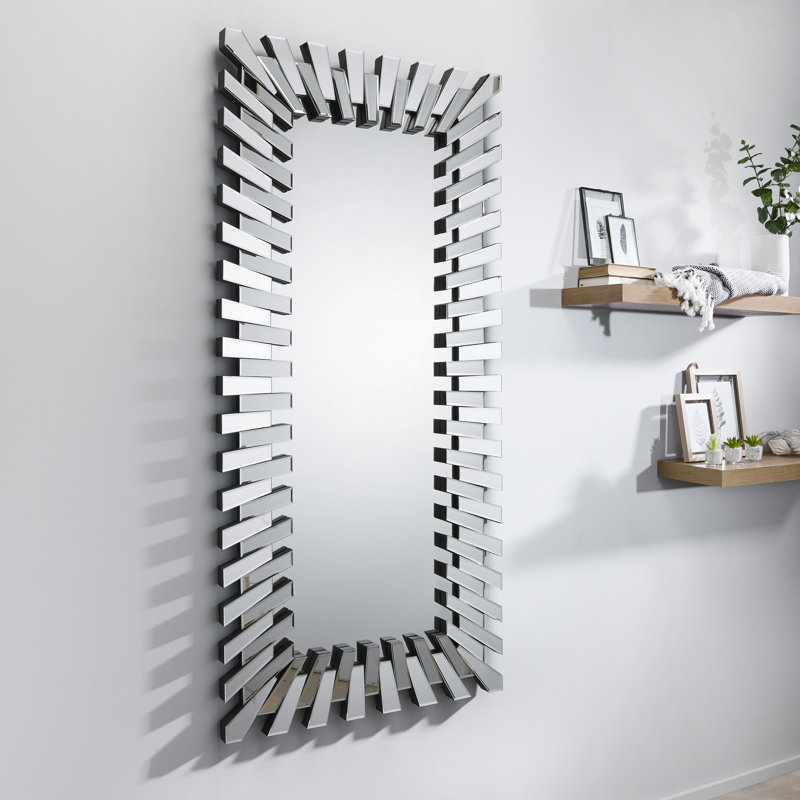 Barston Luxury Hallway - Glass Framed Wall Mounted Hollywood Mirror, 170cm x 80cm