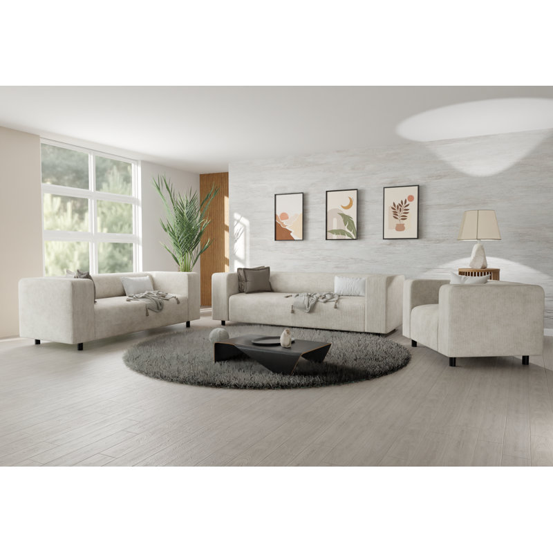 Sofie 3 - Piece Living Room Set, Beige
