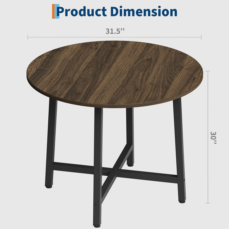Table de salle à manger 31,5 "pour 2 à 4 personnes - Bois / métal résistant à l'eau - appartement, bistro, coin-repas (table seulement)