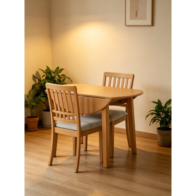 Ensemble de salle à manger extensible 3 pièces avec 2 chaises rembourrées, petite table en bois Mid-Century pour petite cuisine
