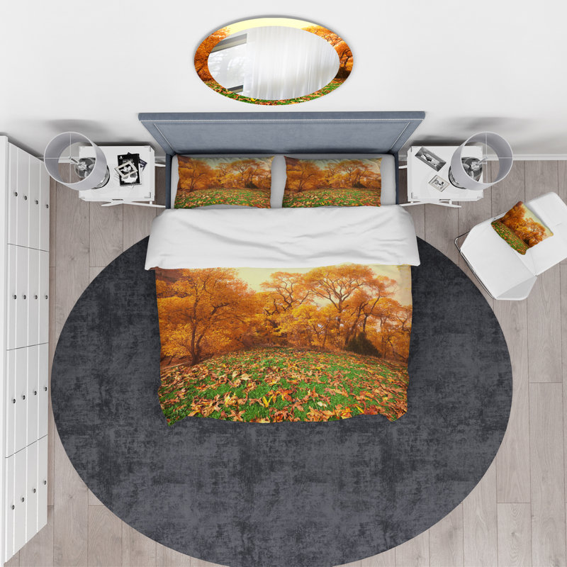 Beautiful Autumn with Green Grass - Ensemble de housse de couette paysage - Microfibre de polyester