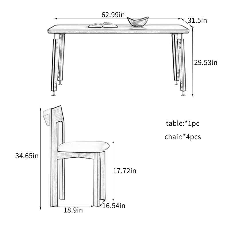 Durable Dining Table Sets with Quality Materials., 29.53" H x 31.5" L x 62.99" W
