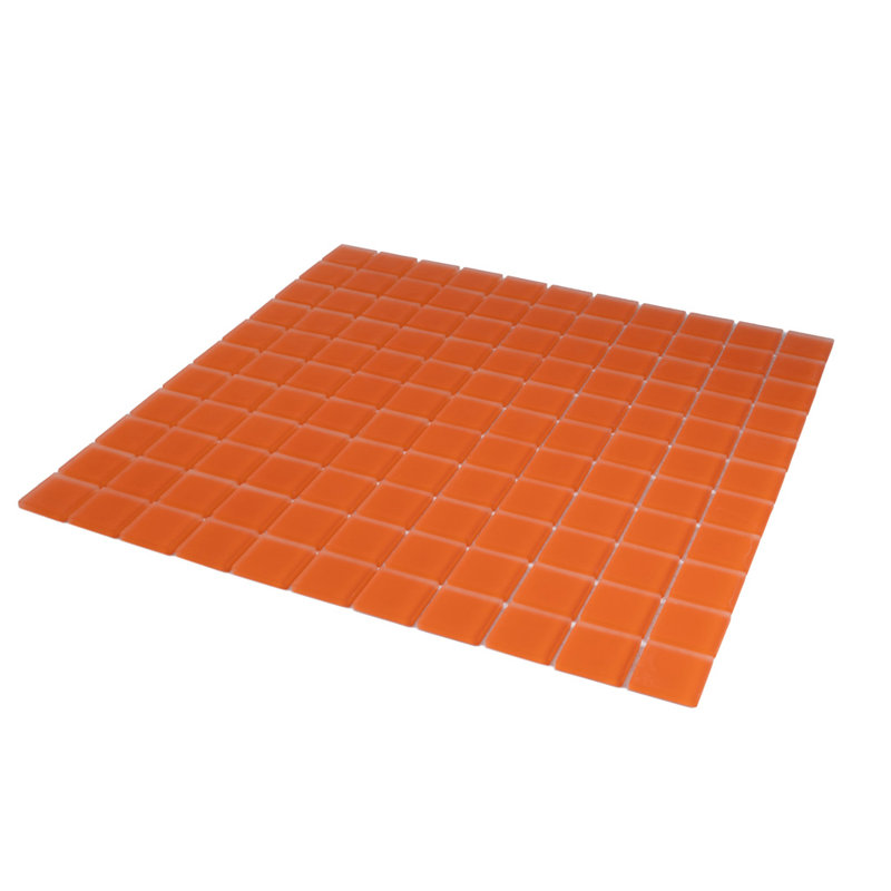 11.8" X 11.8" Matte Finished Glass Mosaic Tile, Orange