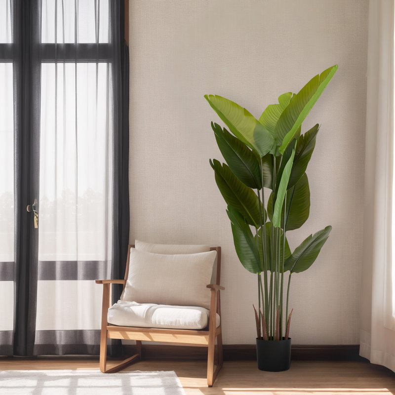 Banane de 5,2 pieds de hauteur, 2 pièces, pour l'intérieur et l'extérieur, 12 feuilles, taille 63, arbre tropical, plastique, décoration,