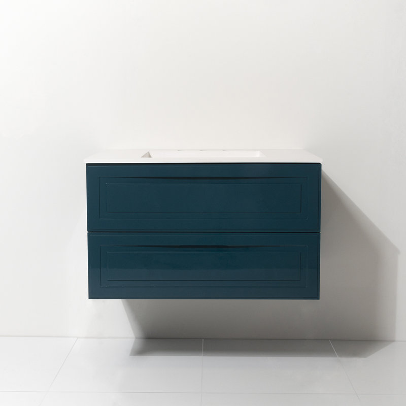 Ensemble de meuble-lavabo simple 42 "avec comptoir à surface solide Cavion, Turquoise