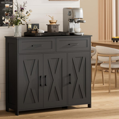 35.4" Farmhouse Sideboard Buffet Cabinet, Coffee Bar Storage Cabinet with Drawers & Doors