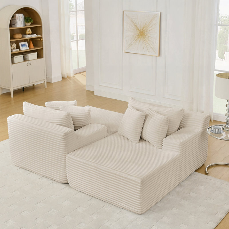 Canapé en velours comprimé, Beige