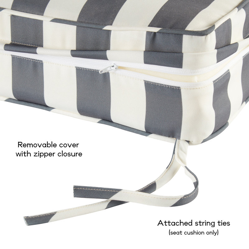 Outdoor 2-Piece Deep Seat Cushion Set, Canopy Stripe Gray