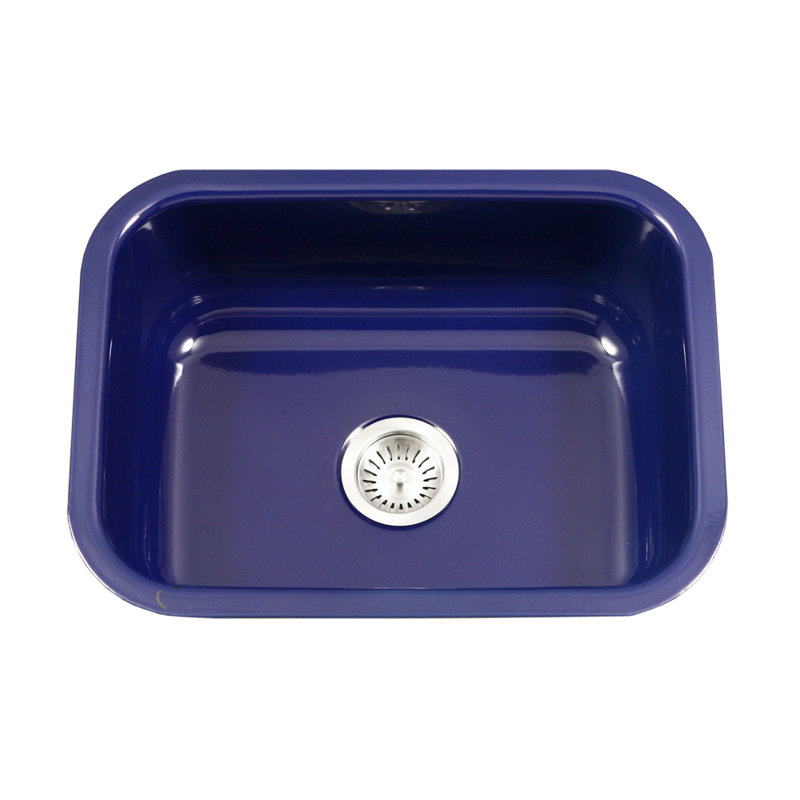 Porcela 22.75'' L Single Bowl Steel Kitchen Sink, Navy Blue