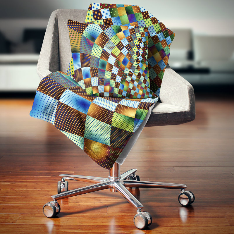 Coussin contemporain à motif géométrique fractal, 16 po x 1 po