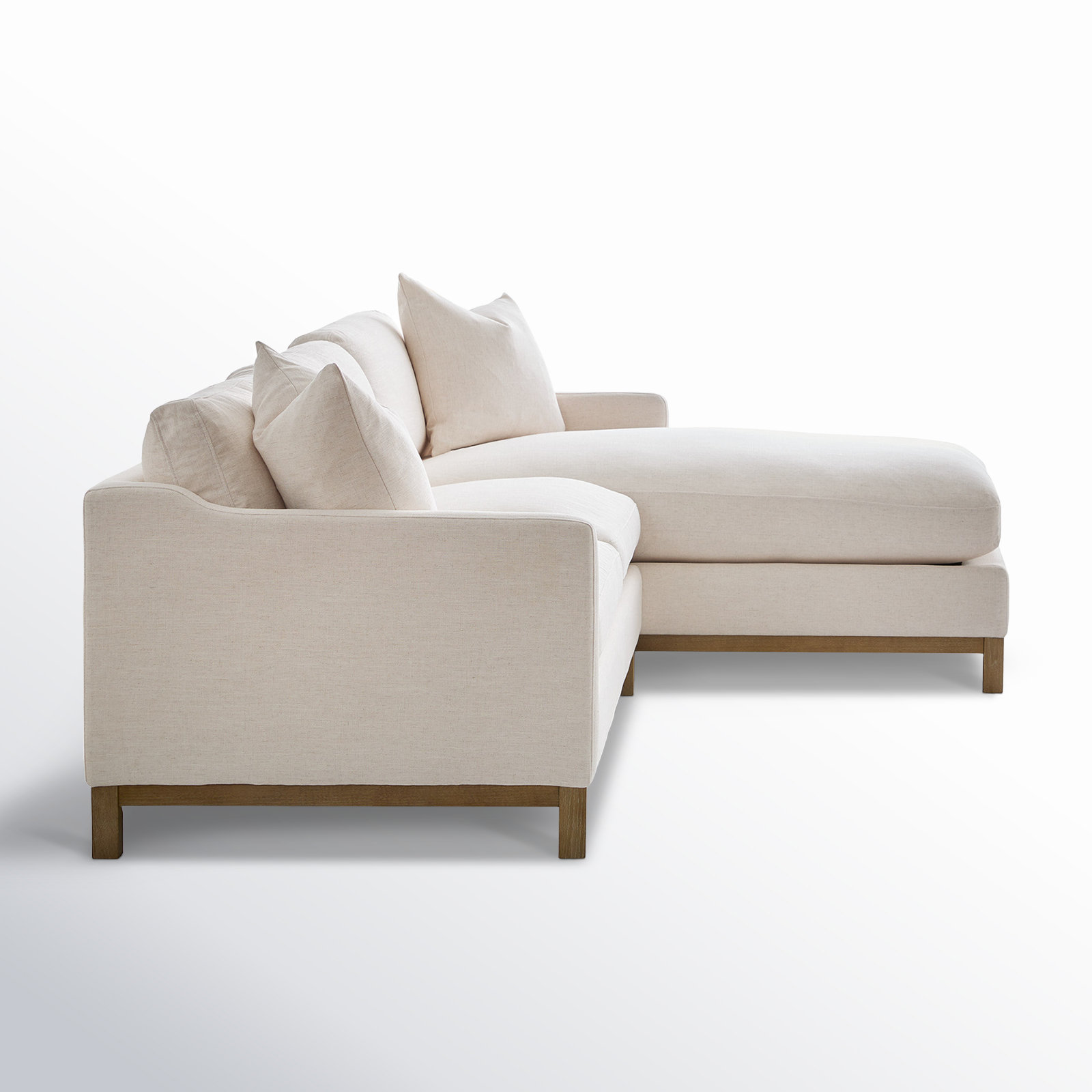 Cami Solid Wood Sofa and Chaise, Cloud Linen Blend, Right Hand Facing