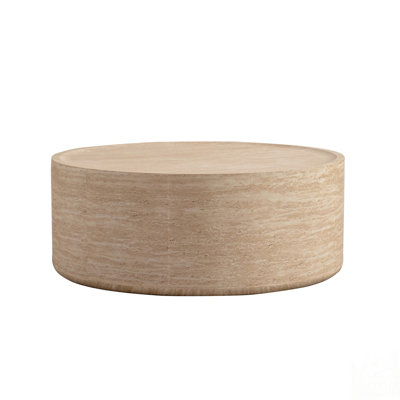 Round Pattern Coffee Table, Modern Drum Design for Living Room, No Assembly Required by Brayden Studio