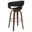 Tabouret Mid-Century moderne en noyer et noir. Fonction pivotante. Rempli de mousse. Tabouret de bar confortable de 18,78 pouces de largeur avec conception ergonomique pour la salle à manger