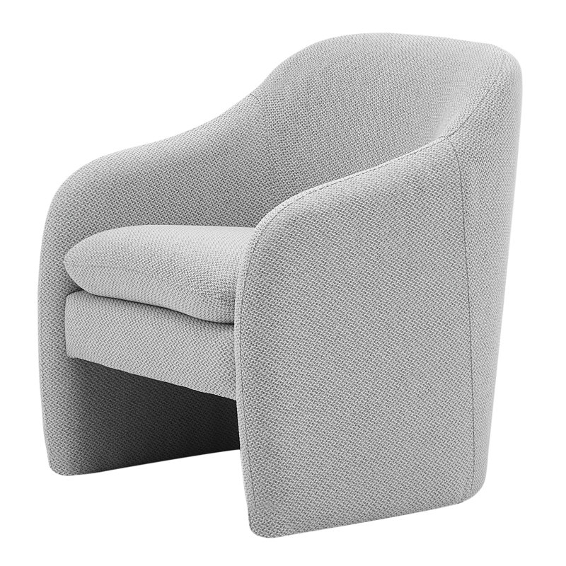 Bajram Upholstered Barrel Armchair, Cardiff Gray Basketweave