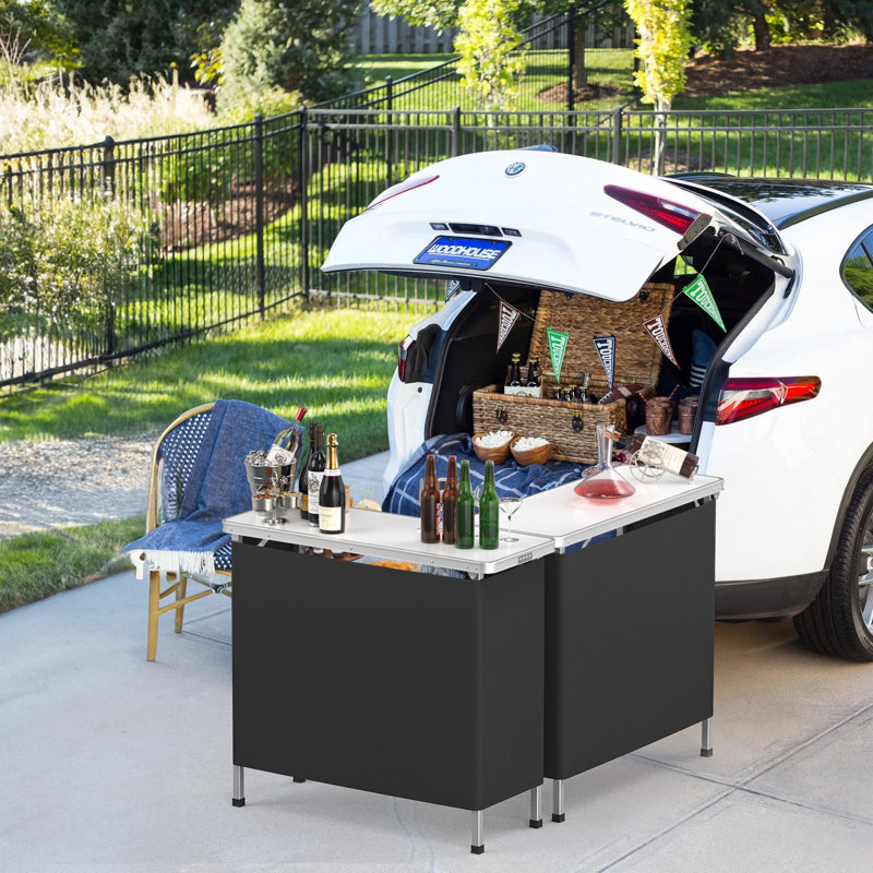 Rectangular Aluminum Patio Folding Bar Table, White, 34.65" H x 38.98" L x 14.96" W