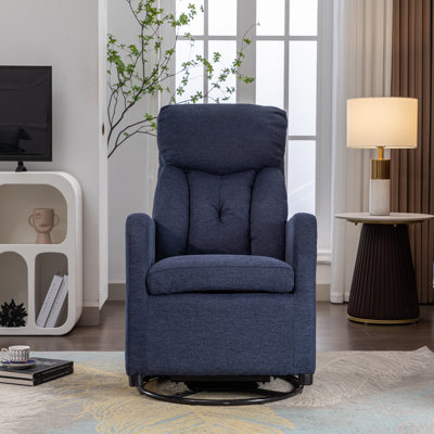 Helmine Premium Upholstered Swivel Rocking Chair Glider With Convenient Pocket