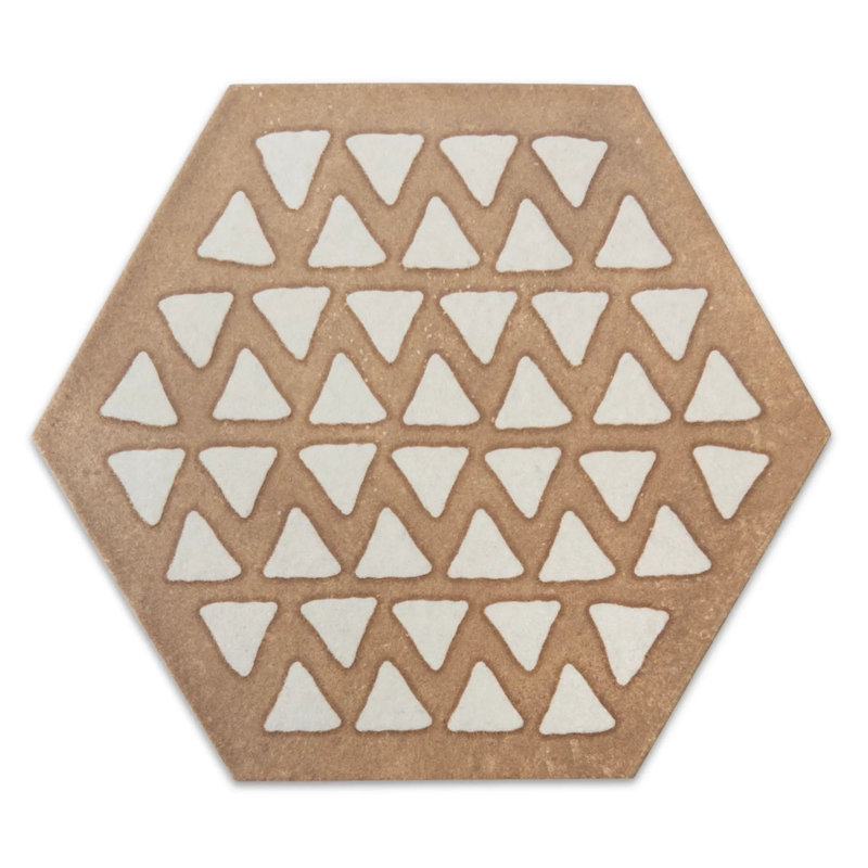 Geoclay Stoneware Hexagon Tile 8.5X10”, Orange