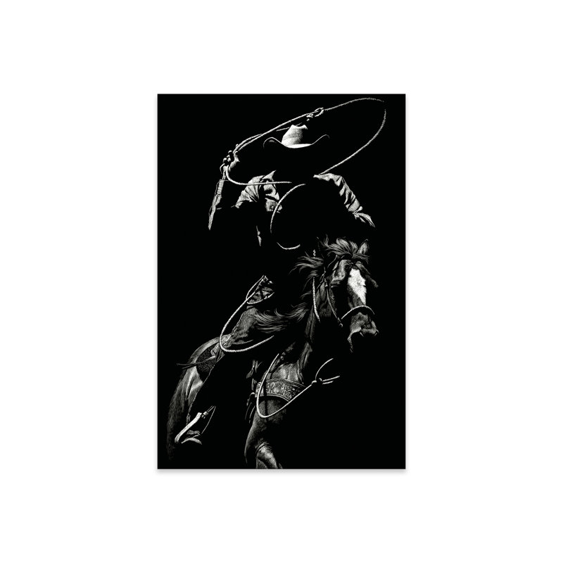 Scratchboard Rodeo VII sur plastique / acrylique par Julie T. Chapman, peinture