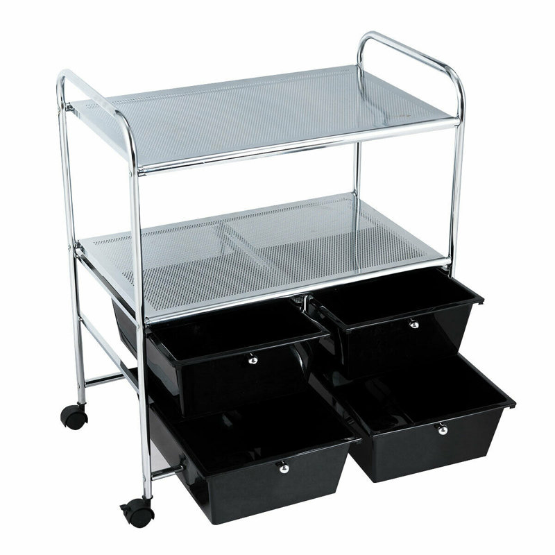 29.5'' H x 25'' W Utility Cart with Wheels, Silver/Black
