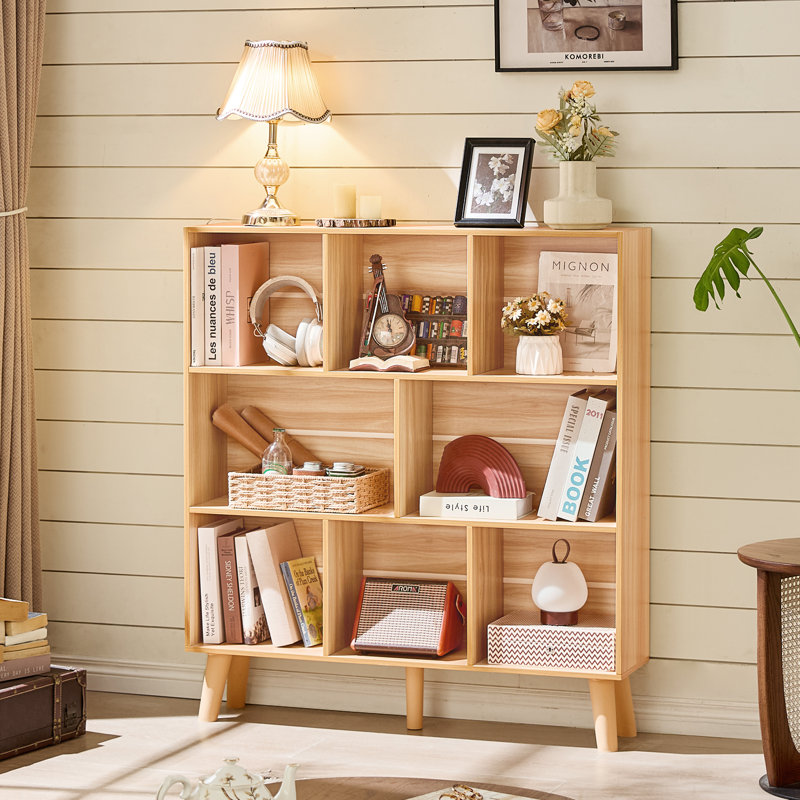 8 Cube Book Shelf,3 Tier Bookshelf With Legs, Modern Open Storage Organizer,Boho Bookcase,Display Cabinet Shelf Free Standing Bookshelves For Bedroom,Living Room,Office