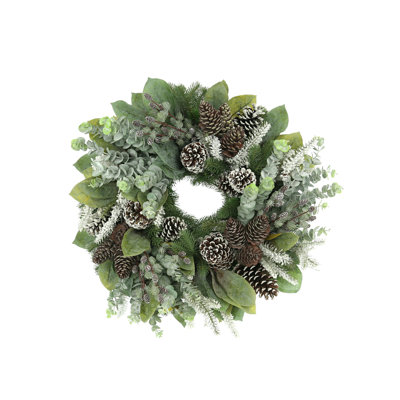 27" Rose and Hydrangea Evergreen Wreath