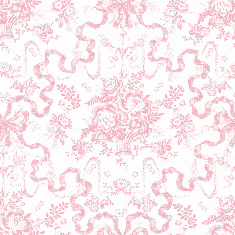Fairytale Peony Pink Toile Wallpaper, Pink