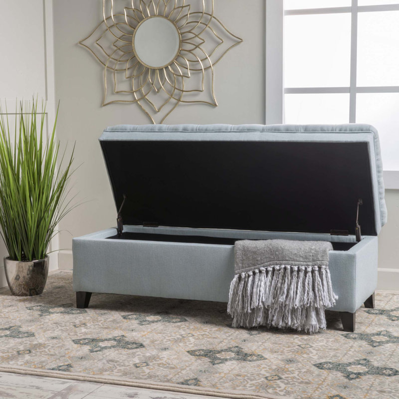 Banc de rangement moderne avec repose-pieds, Bleu ciel