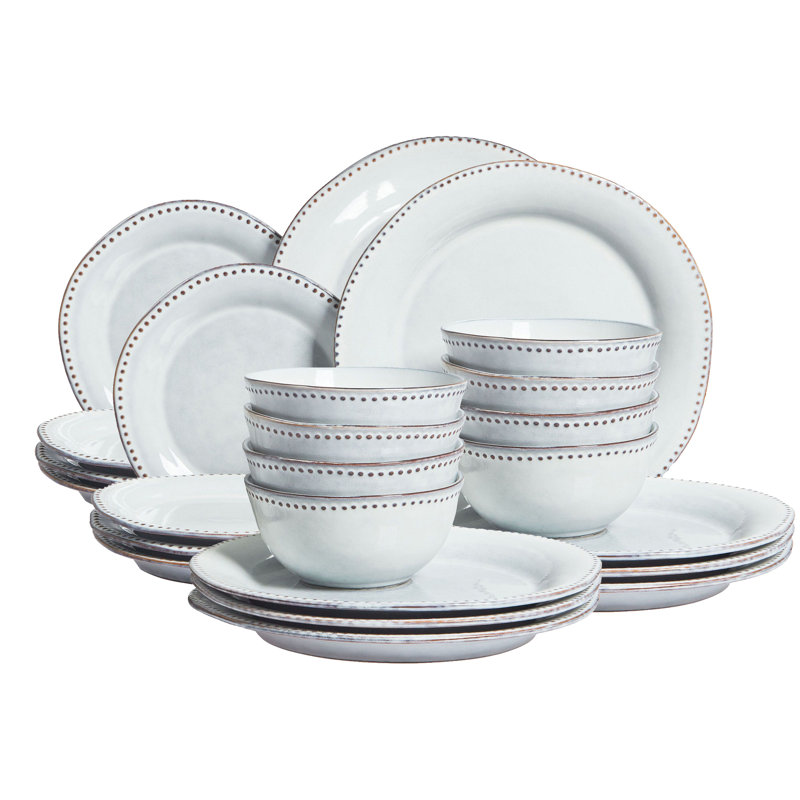 Set of 24 Dinnerware CHERVIL Stoneware, Blue
